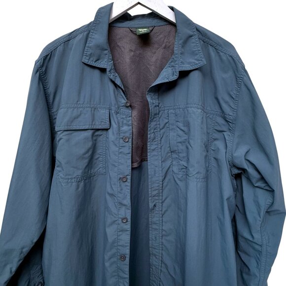 EMS Eastern Mountain Sports Mens Utility Shirt Large Teal Blue Nylon Mesh Hiking - Picture 6 of 11
